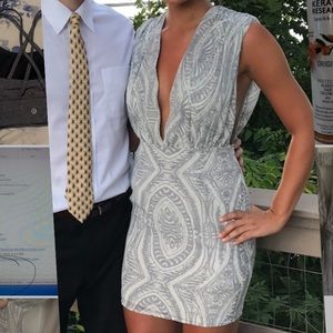 Gray and white dress